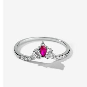 Dainty Stackable Pink And Silver V-shaped Ring By Oomiay